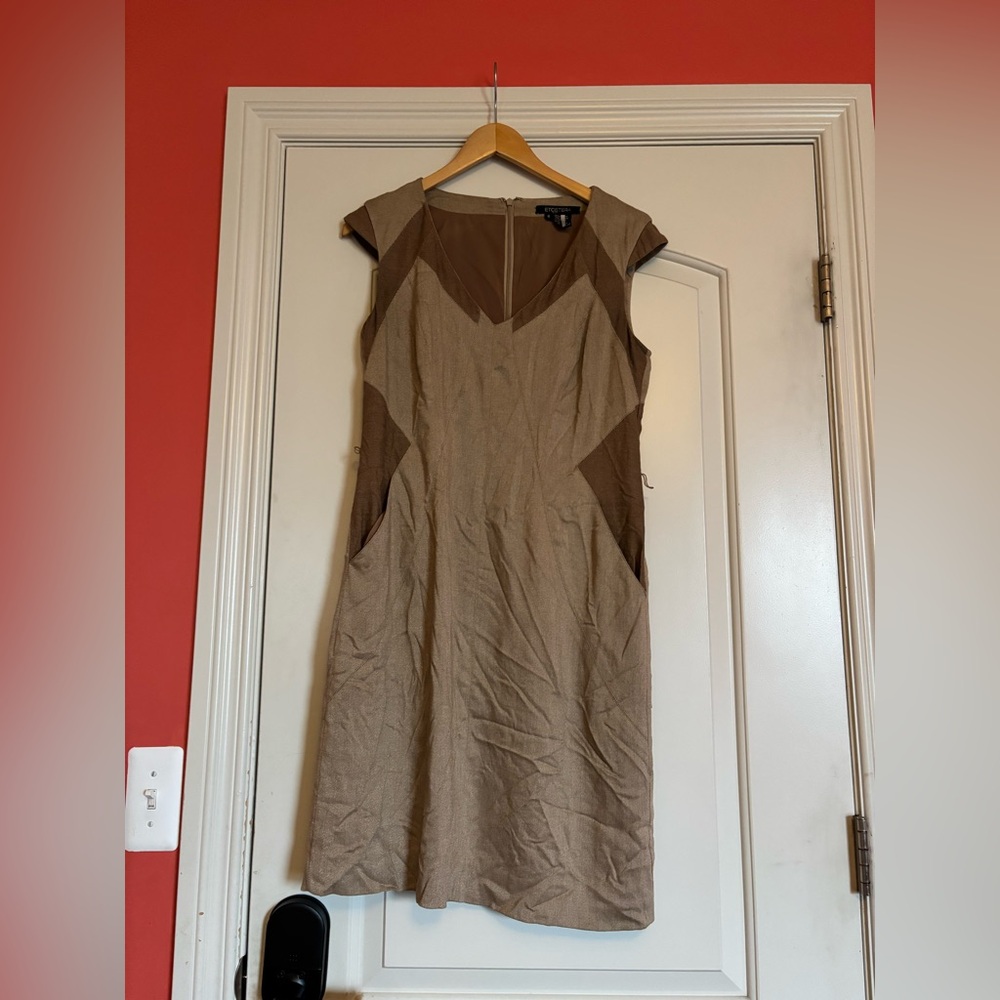 ETCETERA Women’s Medium Brown Cap Sleeve Sheath. Dress